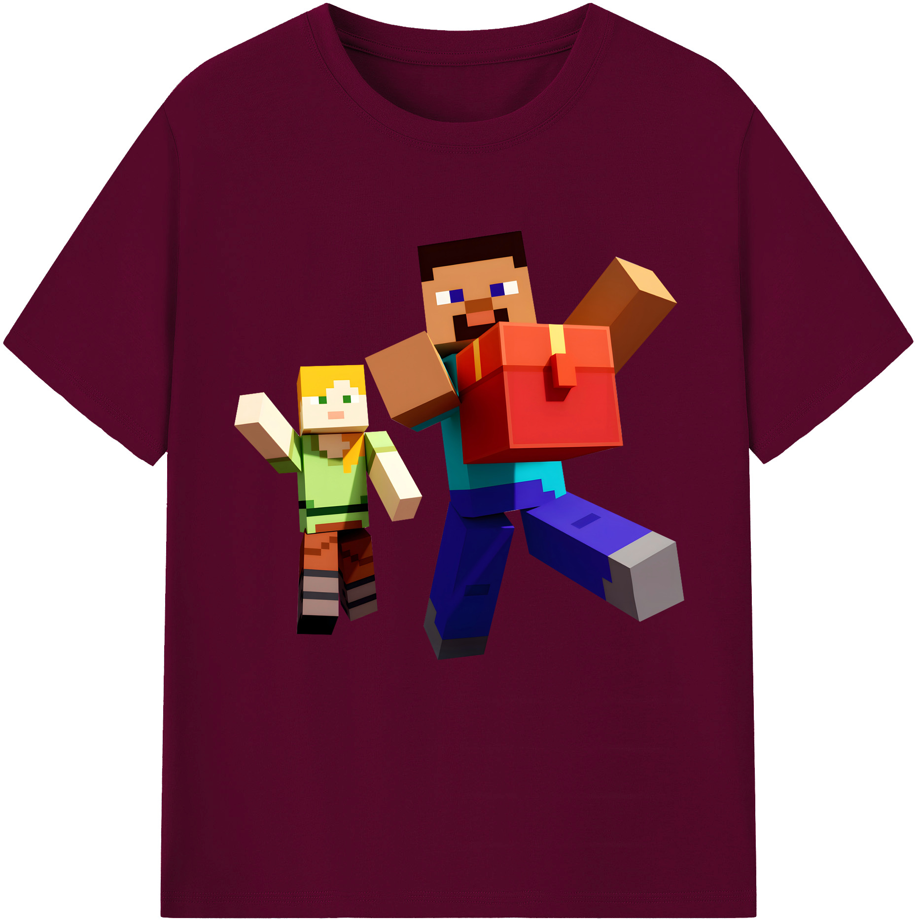 （画像用） マインクラフト ブロックの世界 Minecraft MC Block world レディースカジュアルプリントTシャツ（綿100％）